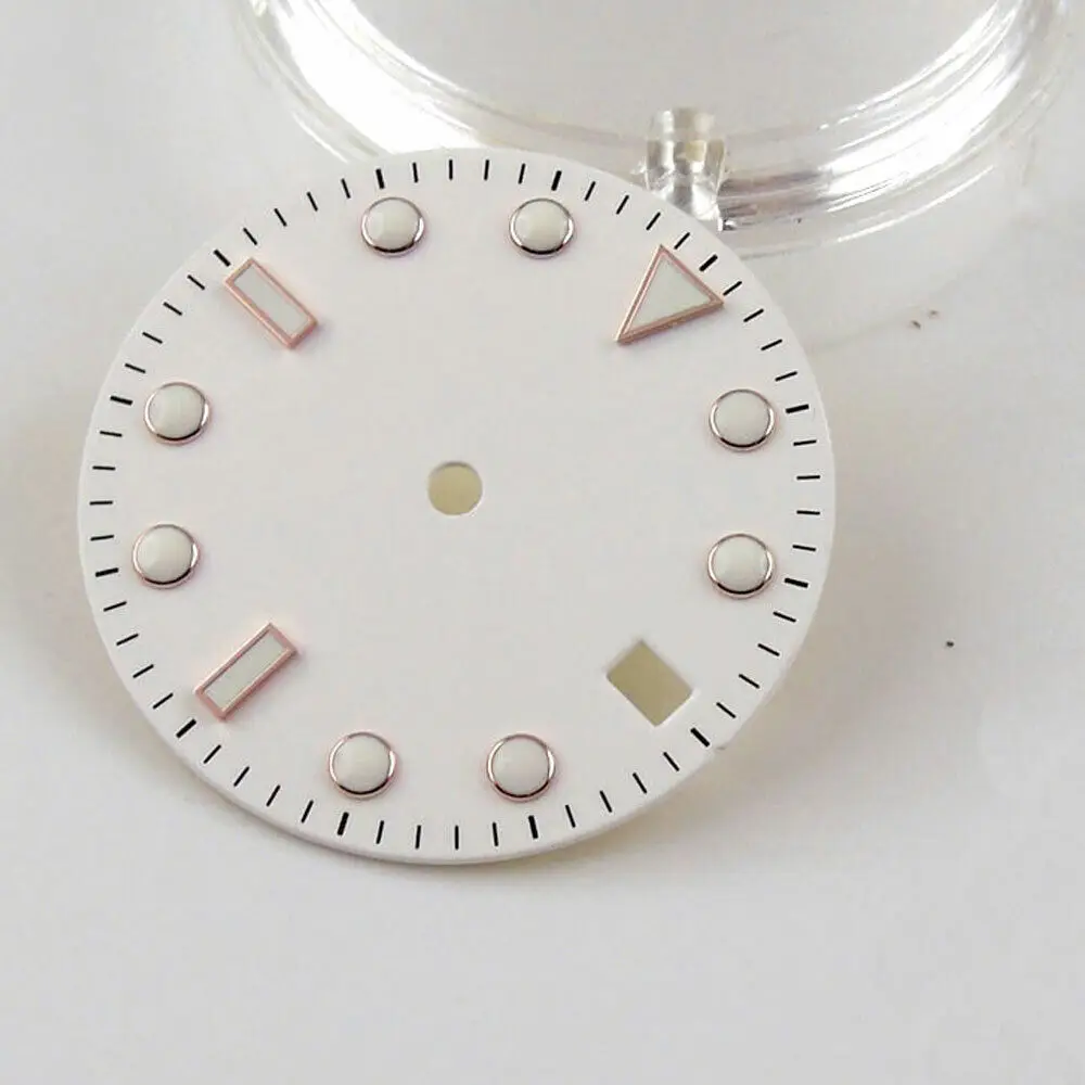 

28.5mm White Sterile WATCH DIAL Parts fit for NH35 NH35A Movement Golden Marks