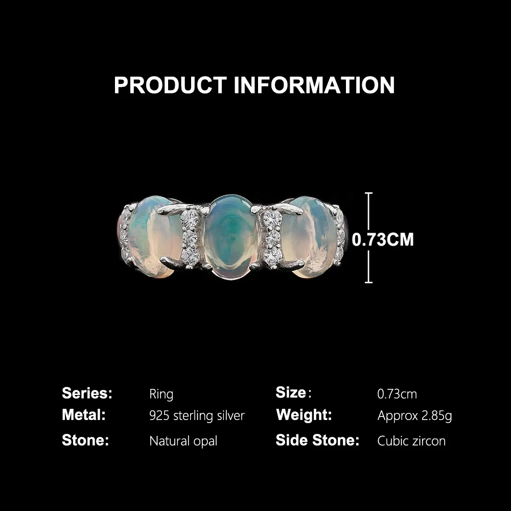 Luxury design 925 sterling silver October Birthstone Natural opal Ring fine jewelry gemstones for women birthday and party gifts - view 4