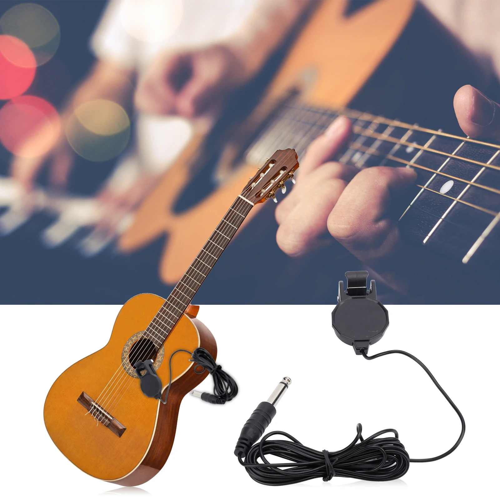 Clip-On Pickup Microphone Piezo for Violin Acoustic Guitar Folk Guitar Ukulele Musical Instrument Accessories ABS Metal