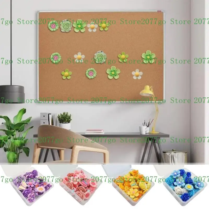 

Y1UD Set of 30 Resin Butterfly Push Pins Flower Thumbtacks for Wall Desk Decorations