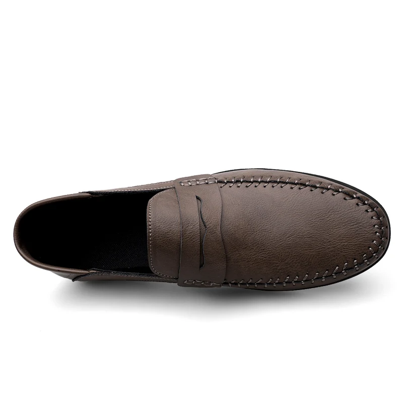 Mocasines clásicos sin cordones para hombre, zapatos informales de cuero a la moda, de talla grande 38-47 calzado plano, otoño