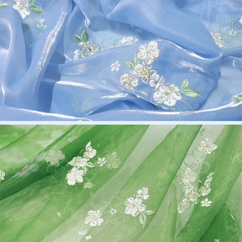 

1 м китайская классическая груша с цветком изысканная вышивка ткань шикарная элегантная дизайнерская ткань для DIY шифоновое платье ханьфу костюм