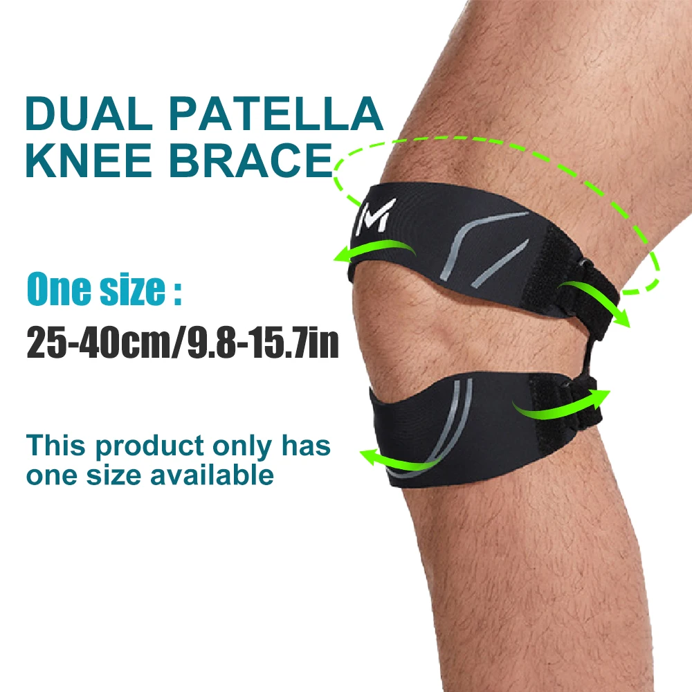 1/2PCS Knee Brace for Men Women, Adjustable Patellar Tendon Support Band with Dual Silicone Pads for Running, Hiking, Basketball