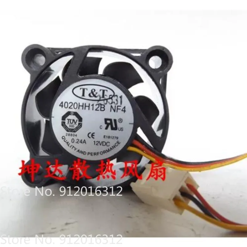 

New Cooling Fan for T & T 4020HH12B-NF4 4020 12V 0.24A Power Supply Fan 4CM 40*40*20mm