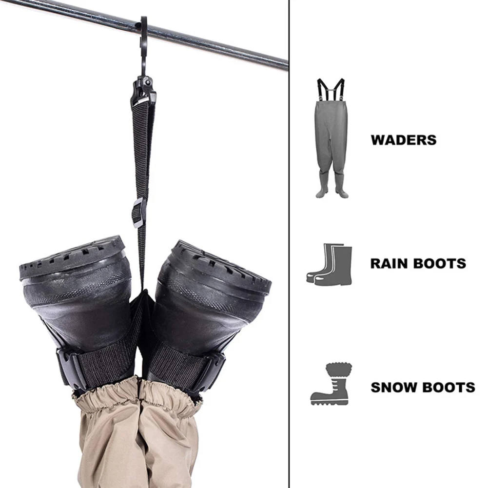 1Pc Adjustable Wader Boots Hanger Strap For Fishing Gear 360° Rotating Shoe Drying Rack For High Tube Rain Boots Fishing Tools