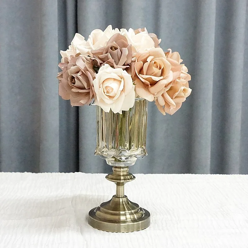 Moisturizing 5Head Rose Flower Bouquet Latex Real Touch Artificial Flowers Wedding Bridal Bouquet Birthday Party Home Decor Rose