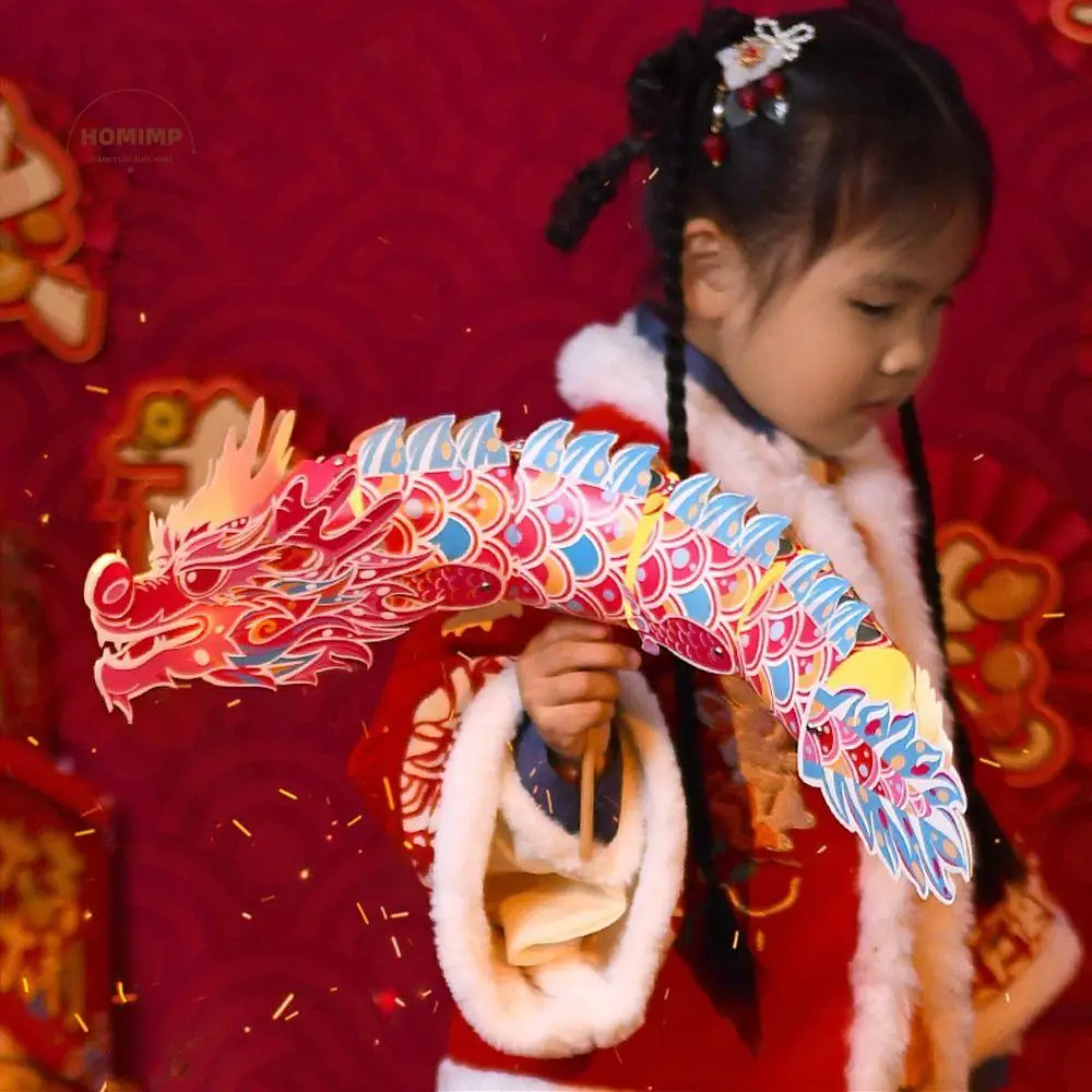 

Chinese Dragon Dance Lantern Handmade Blessing Handheld Dragon Lantern Traditional LED Lantern Toys School Project