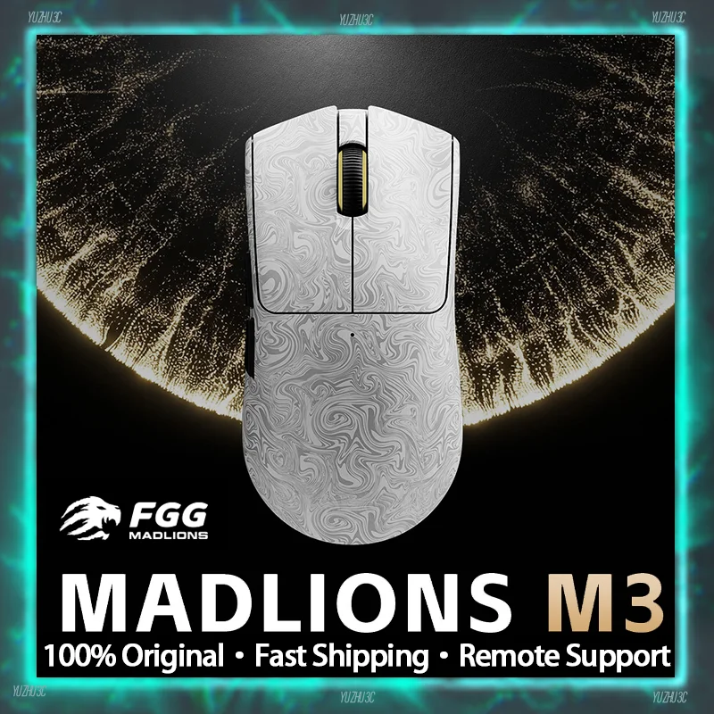 FGG Madlions M3 Gaming Mouse 3 Mode Carbon Fiber 30000 DPI For PC Gaming 650mAh Battery For Medium Large Hands 30000DPI