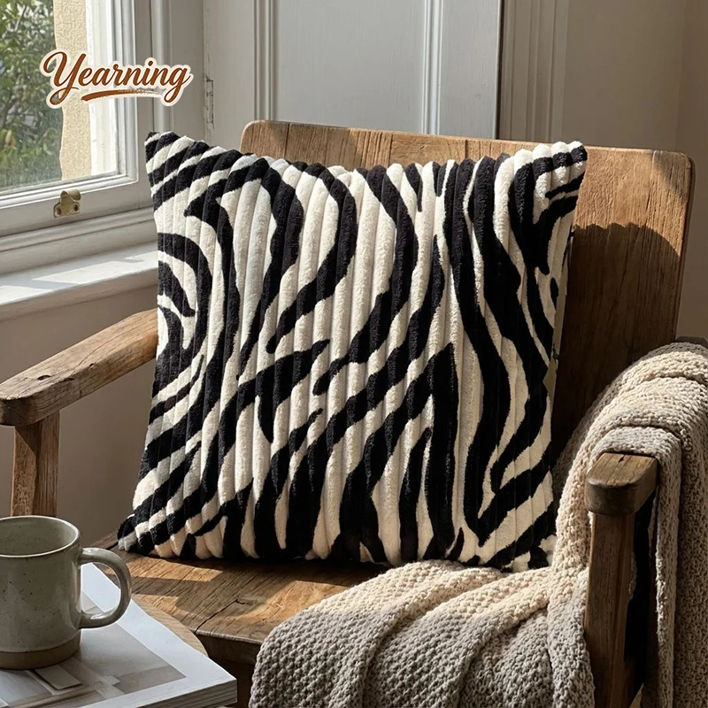 

Zebra Summer Thick Corduroy Pillow Series Zebra Striped Cushion For Sofa Bedroom