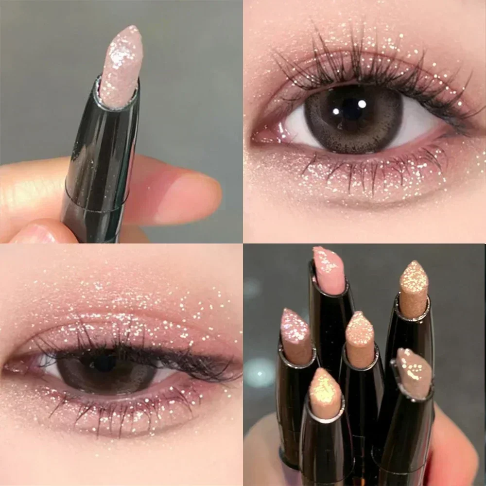 Bâton de fard à barrage nacré imperméable, longue durée, paillettes scintillantes, fard à barrage miroitant, doublure en ver à soie, outils de maquillage pour les yeux, crayon, 1 pièce