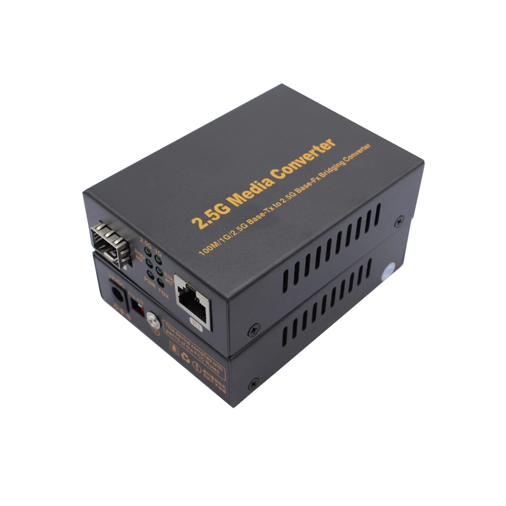 OEM 2,5G SFP RJ45 Медиаконвертер 2,5 Гбит/с UTP в SFP Оптический медиаконвертер DC12V