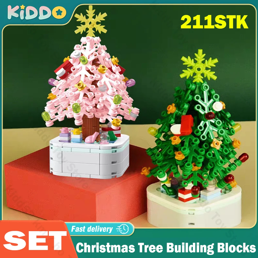 

Christmas Tree Building Blocks Potted Plant Set Design Home Decor 211stk DIY Bricks Desktop Ornament Toys for Children Xmas Gift