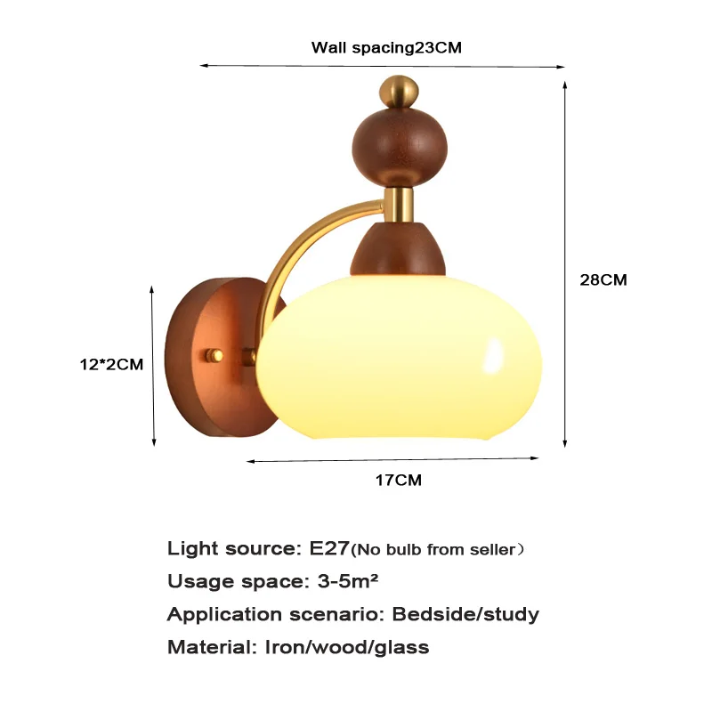 Retro Style Study Bedroom Wall Light Walnut Wood Color Solid Wood Hotel Corridor Corridor Staircase Background Wall Lighting