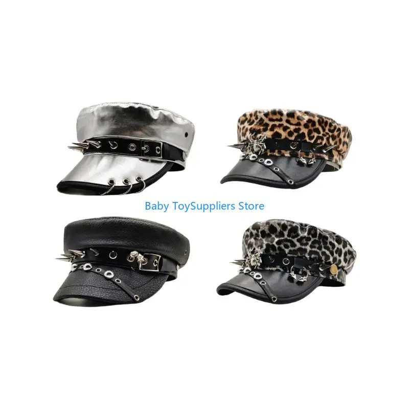 

R1WF Классический берет из искусственной кожи с заклепками, женская уличная шляпа для художников