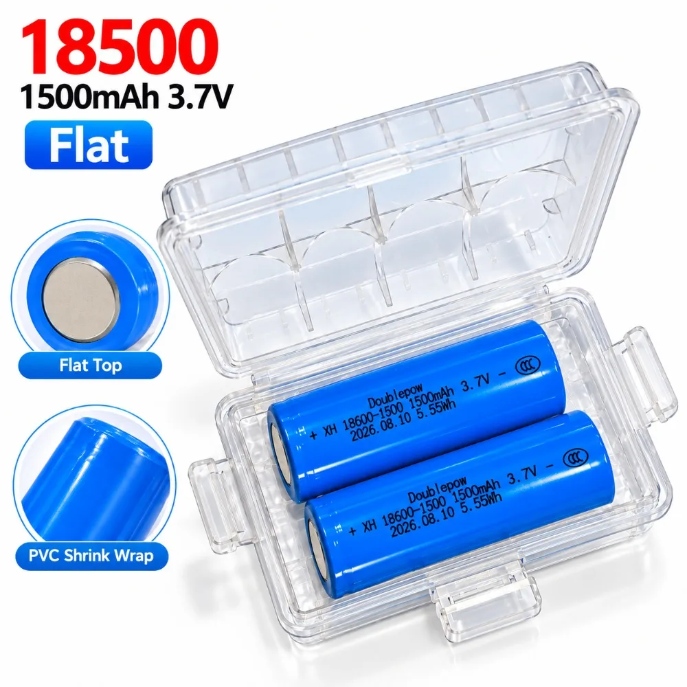 18500 1500mAh Lithium Battery 3.7V Rechargeable Flat Batteria for Flashlights Cameras Toys POS Long-Lasting Stable Performance