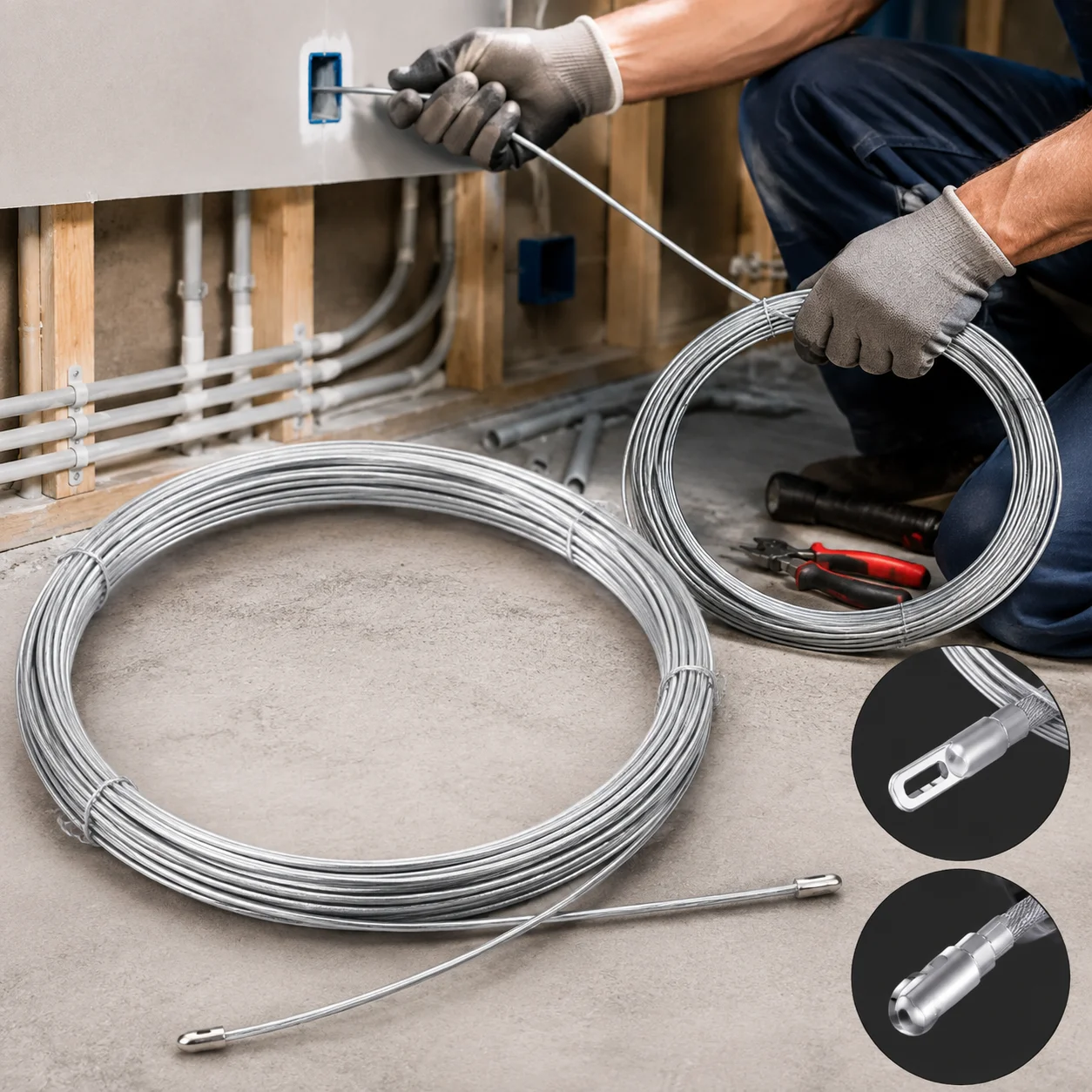 Electrical Wiring Fish Tape Heavy Duty Alloy Steel Wire Puller for Wall Pipe Installation Professional Network Cable Tool