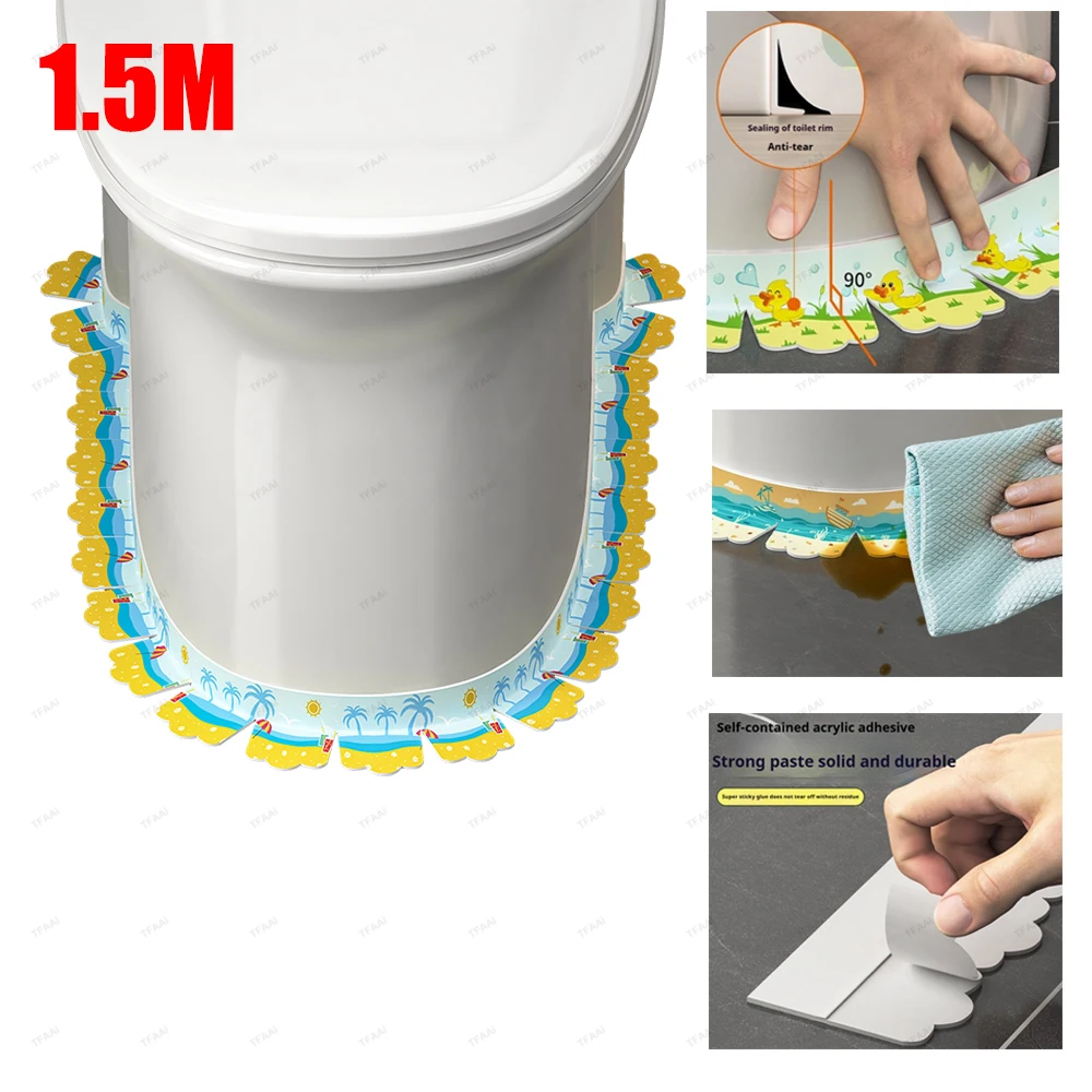 7.5cm Width Bathroom Sealing Tape 1.5m Self Adhesive Waterproof Toilet Caulk Tape PVC Kitchen Oil-Proof Sink Edge Corner Strip