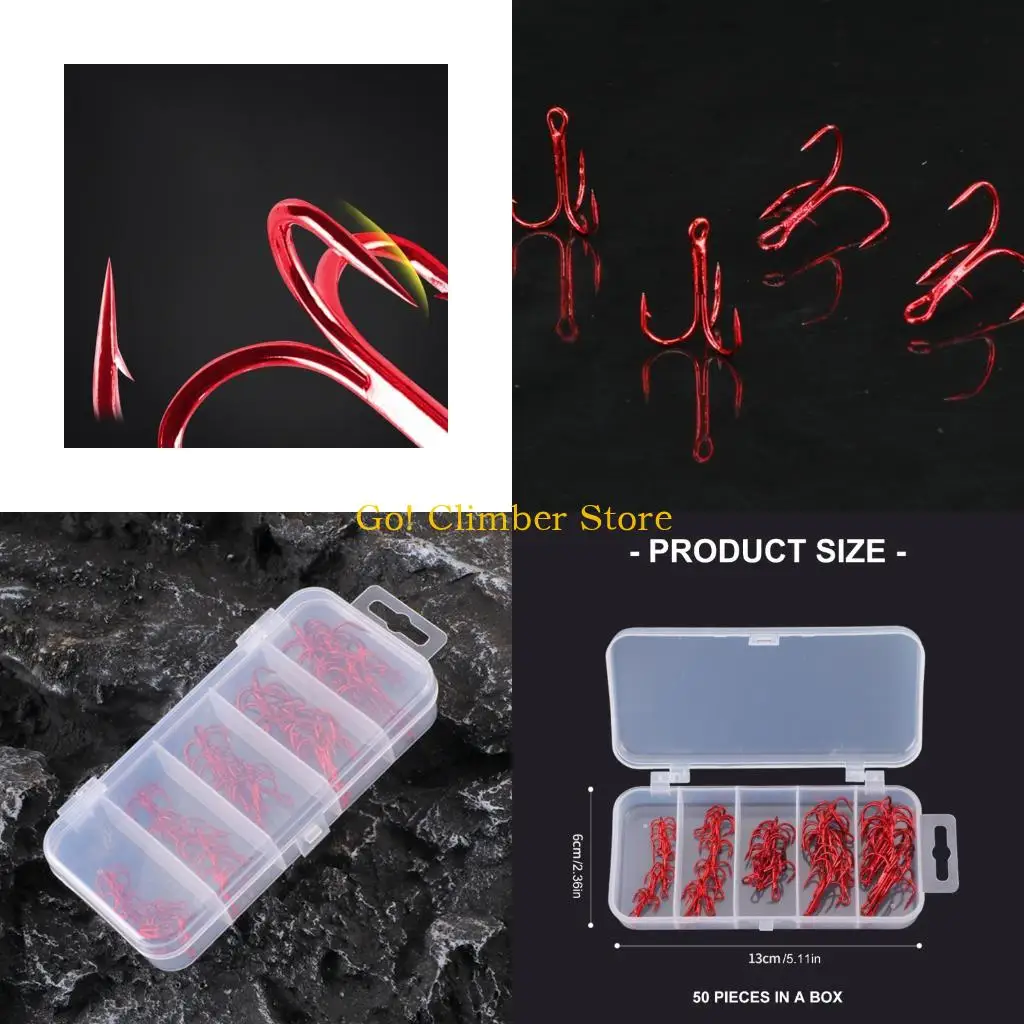 

Q84C 50 шт., острый крючок для рыбалки, тройной крючок, высокопрочный крючок для морской воды