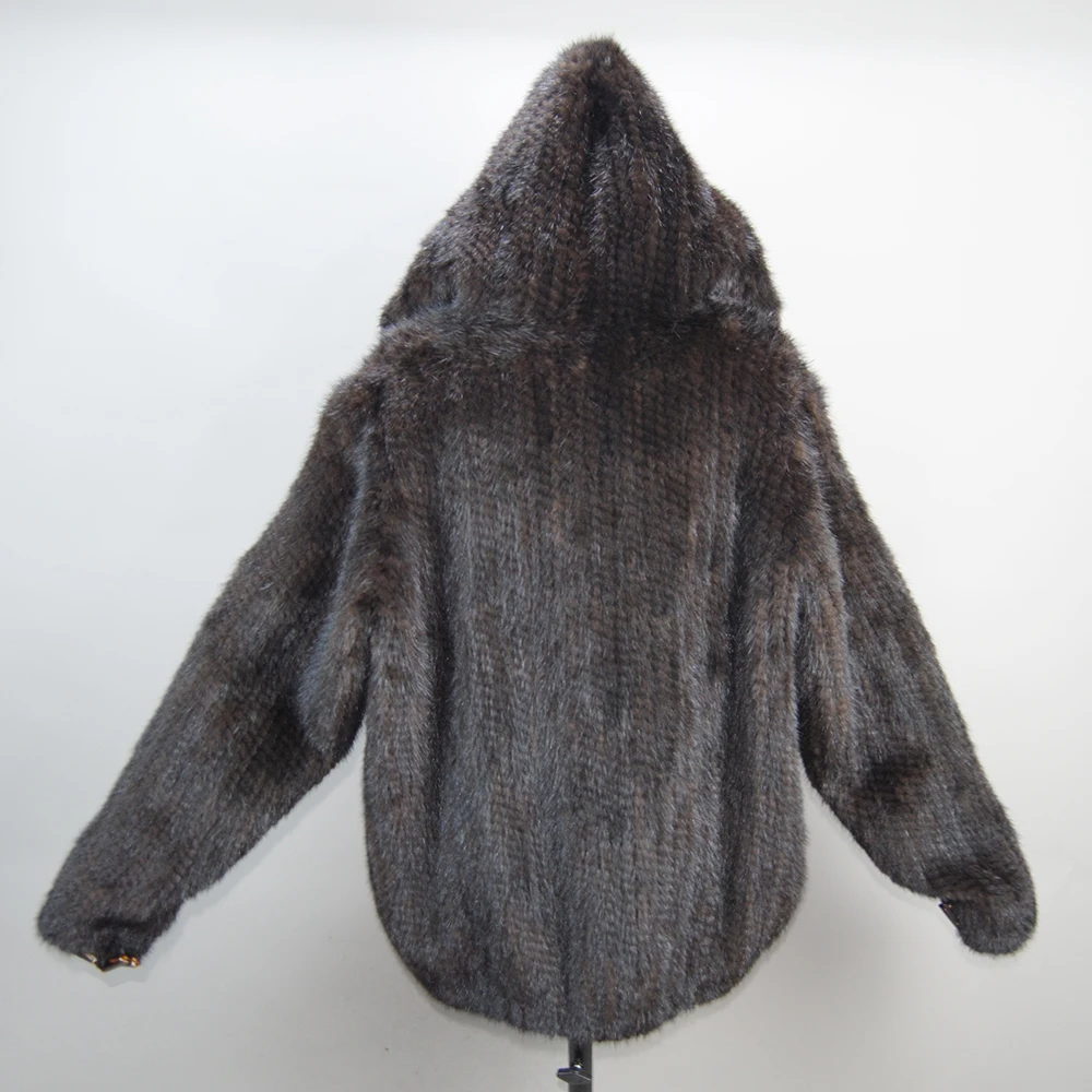 New Style Women Genuine Mink Fur Jacket Coat Winter Warm Fashion Casual Real Fur Coat Lady Warm Soft Knitted Mink Fur Outwear