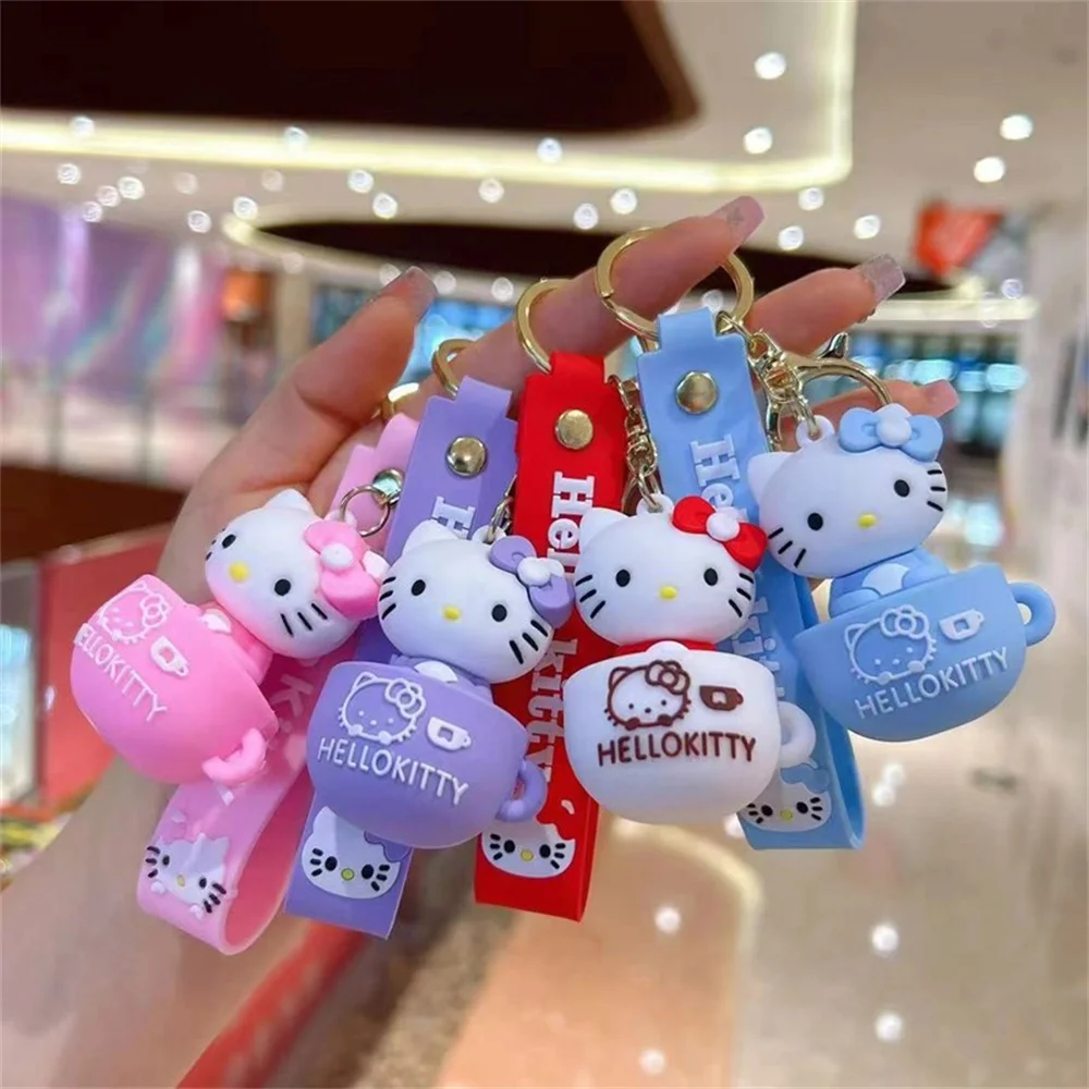 Miniso Hello Kitty Brelok do kluczy Śliczne akcesoria Sanrio Kreskówkowe ozdoby dla lalek Miękki gumowy kubek Kt Torba Breloczek do kluczy