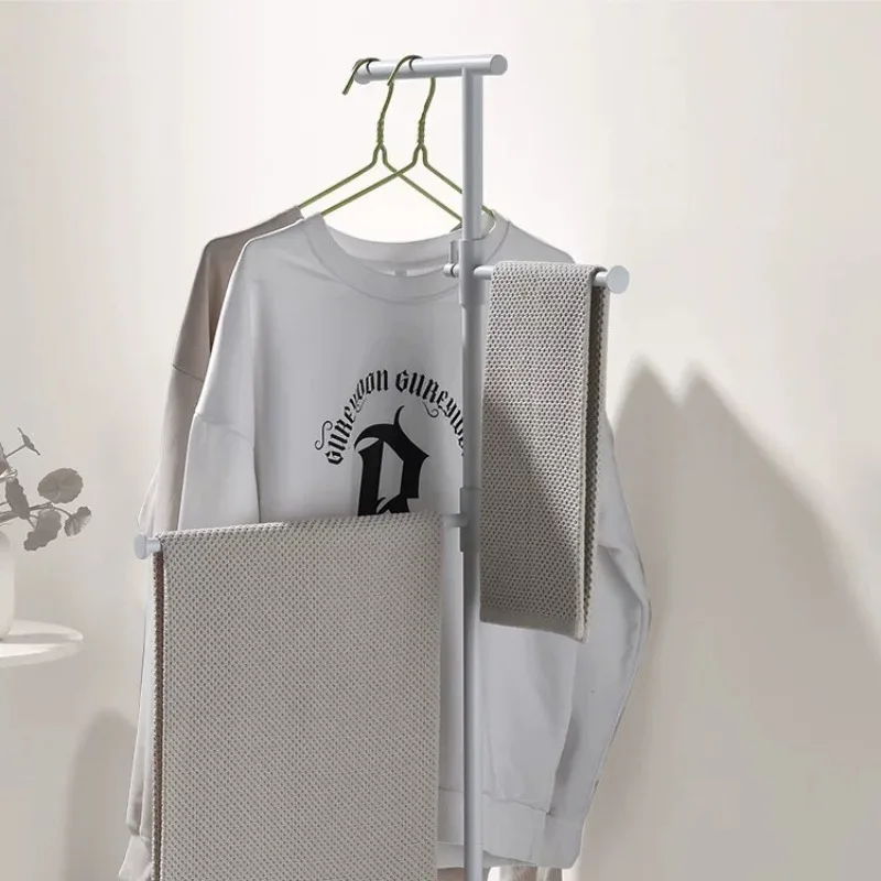 Floor-Standing Towel Rack, Stainless Steel No-Drill Stand, Girls' Bedroom Mobile Clothes Rack, Bathroom Garment Rack