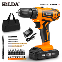 HILDA 21V Electric Drill Cordless Impact Wrench Driver Brushless Power Tools Impact Gun Mini Wireless Lithium-Ion Battery