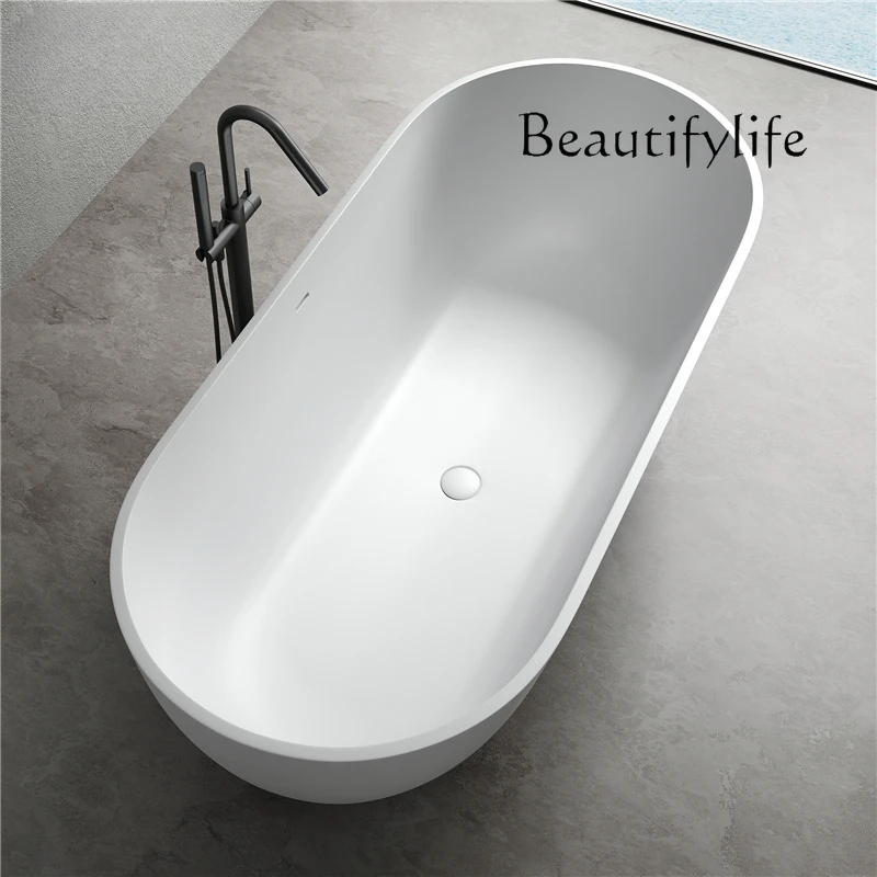 

bathroom vanity with sink Small Apartment Integrated Independent Oval Double Artificial Stone Aluminum Stone Bathtub Family Bath