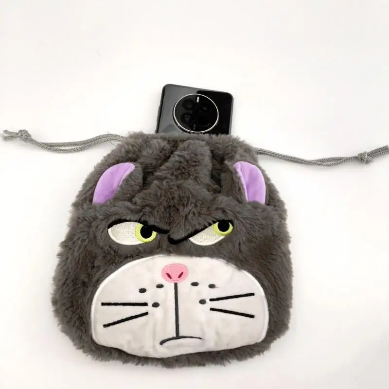 Cute Lucifer Plush Drawstring Bag Cartoon Cat Large Capacity Storage Bag Portable Plush Makeup Bag Anime Peripherals Friend Gift