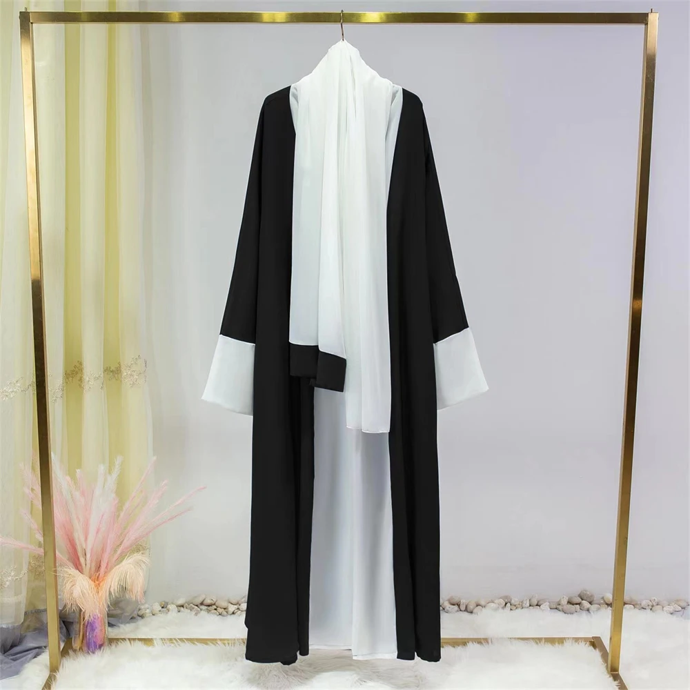 Eid Ramadan per le donne Kimono aperto musulmano Abaya con sciarpa abito lungo turco Dubai caftano abito arabo Islam caftano abbigliamento Femme