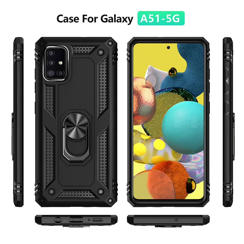 Shockproof Rugged Ring Stand Cover Fundas For Samsung Galaxy A01 Core A11 A21 A31 A41 A51 A71 A21S Case TPU Bumper Shell Coque