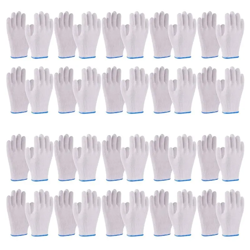 FYBL-20 Pairs Nylon Cotton Work Gloves - Heavy Duty, Anti-Slip, Breathable Safety Gloves For Construction, Gardening