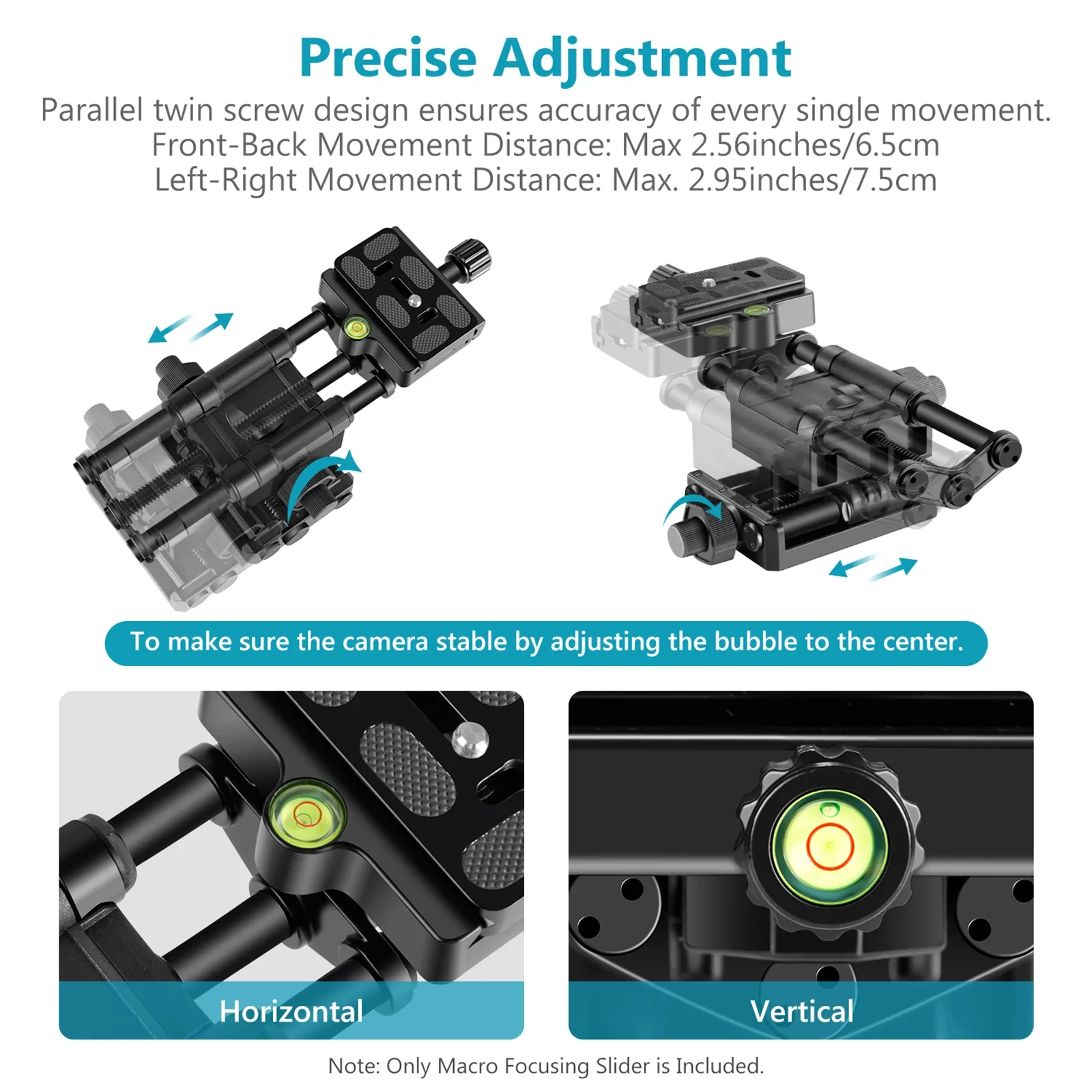 Lanxire Pro 4 Way Macro Focusing Focus Rail Slider with Arca Type Quick Release Plate for Canon Nikon Fujifilm Sony DSLR Camera