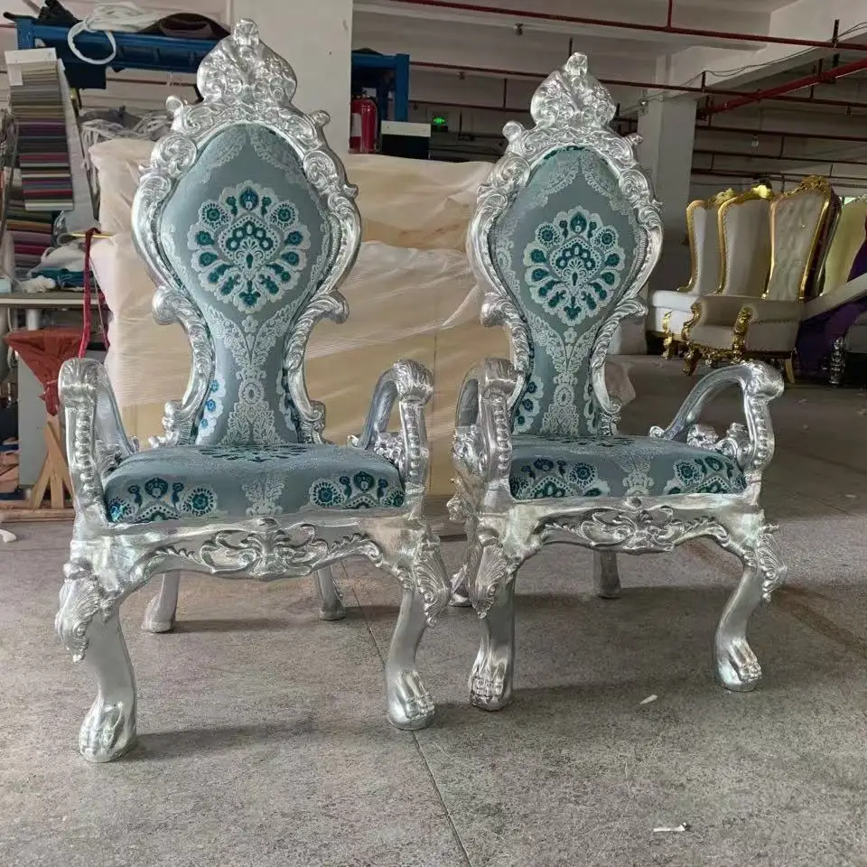 Hot Selling Luxury White Golden Single Sofa High Back Classic Wedding King Banquet Queen Throne Royal Chair
