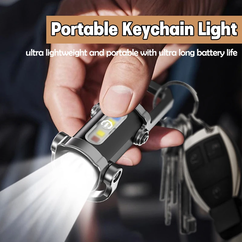 多機能防水ミニLED懐中電灯 - ハイキング、キャンプ用高輝度ビーム付きUSB充電式キーホルダースポットライト