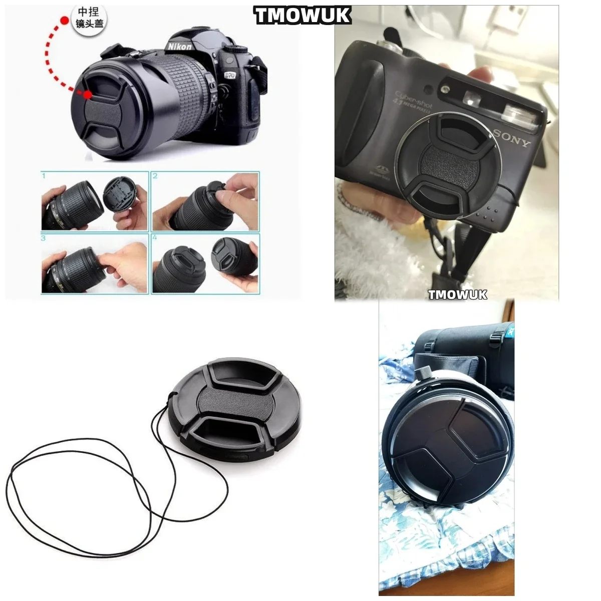 For Nikon D600 D610 D7000 D7100 D7200 D7500 Df Z5 Z6 Z7 Camera Lens Cap Protective Cover Center Pinch Snap-on 49mm 52 55 58 62 6
