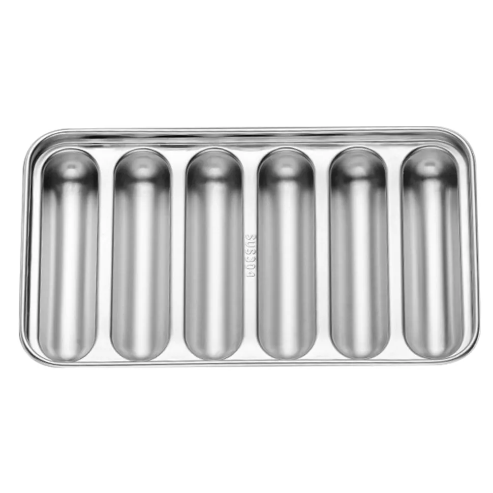 Stainless Steel Sausage Mold 6-Cavity Reusable Waterproof Moisture-Proof Easy Clean Hot Dog Maker for Homemade Sausage Steaming