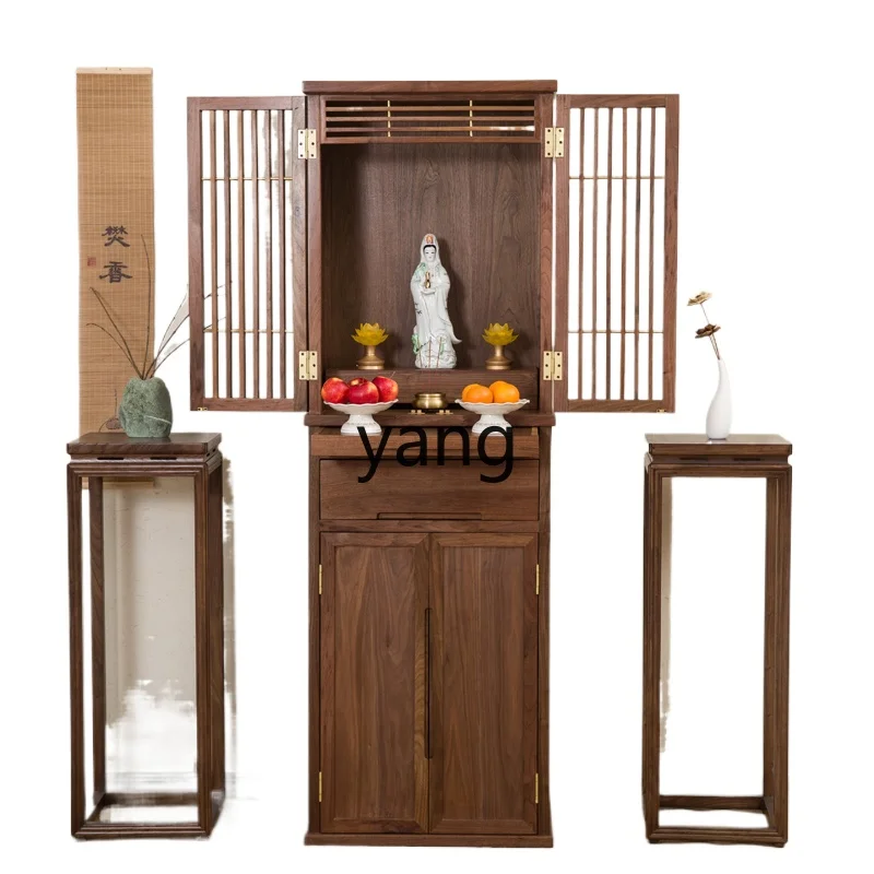 

LH God of Wealth Buddhist niches New Chinese vertical cabinets Modern supply tables Solid wood Buddhist niches with doors