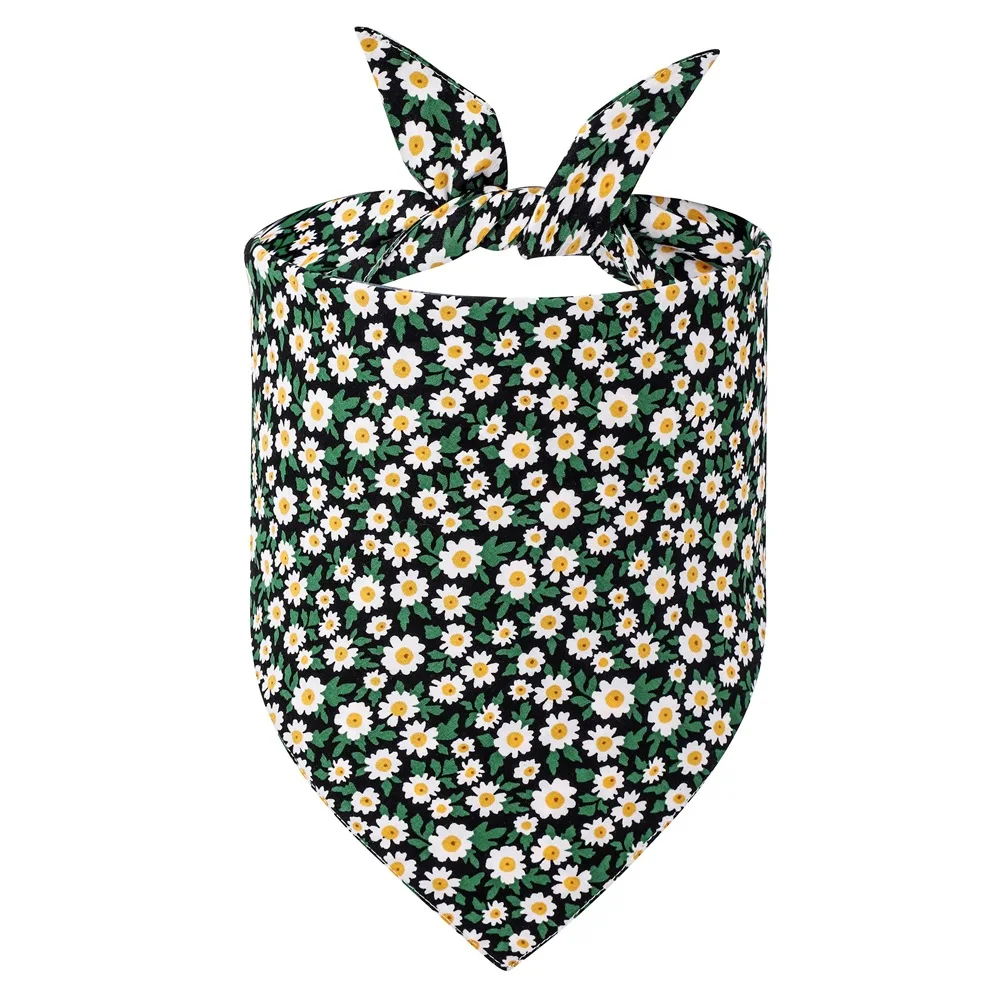 Dog Bandanas Pet Scarf Saliva Towel Daisy Pattern Washable Dog Neckerchief Bib Pet Triangle Scarf for Small Large Dogs
