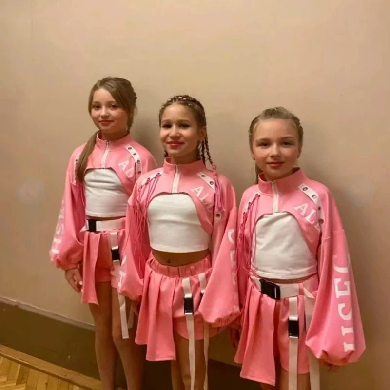 Girls HipHop Street Jazz Dance Costumes | Fashion Runway Model Stage Outfits | Kids Professional Performance Wear for Dance