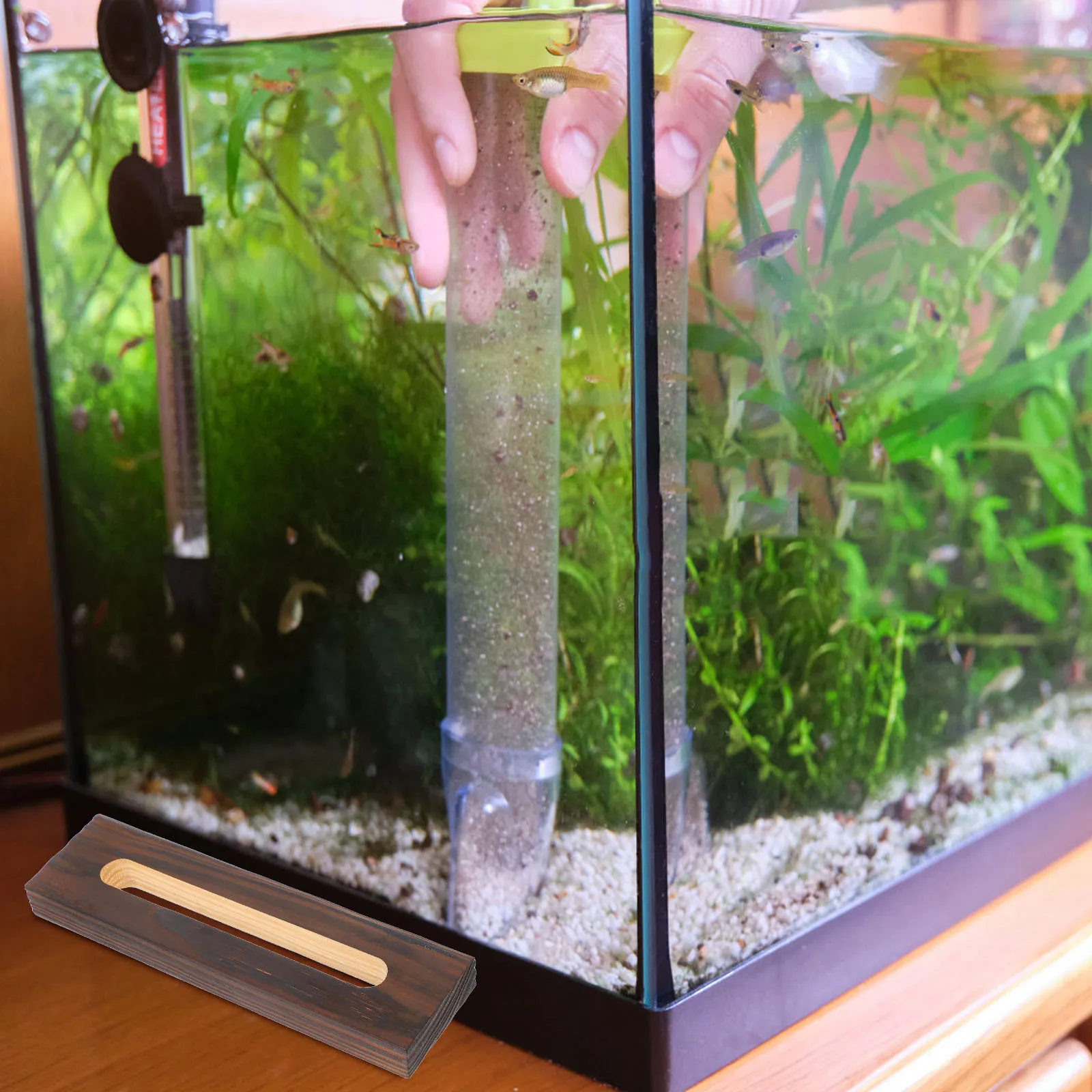 

Fish Tank Waterfall Fountain Landscape Wood Board Wood Board Recycling Fountain Ornament Aquarium