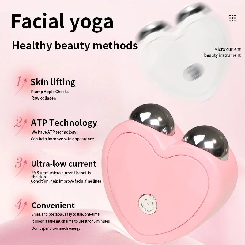 Mini Electric Face Microcurrent Lift Roller EMS Massager Sonic Vibration Facial Lifting Skin Tighten Massage Beauty Care Devices