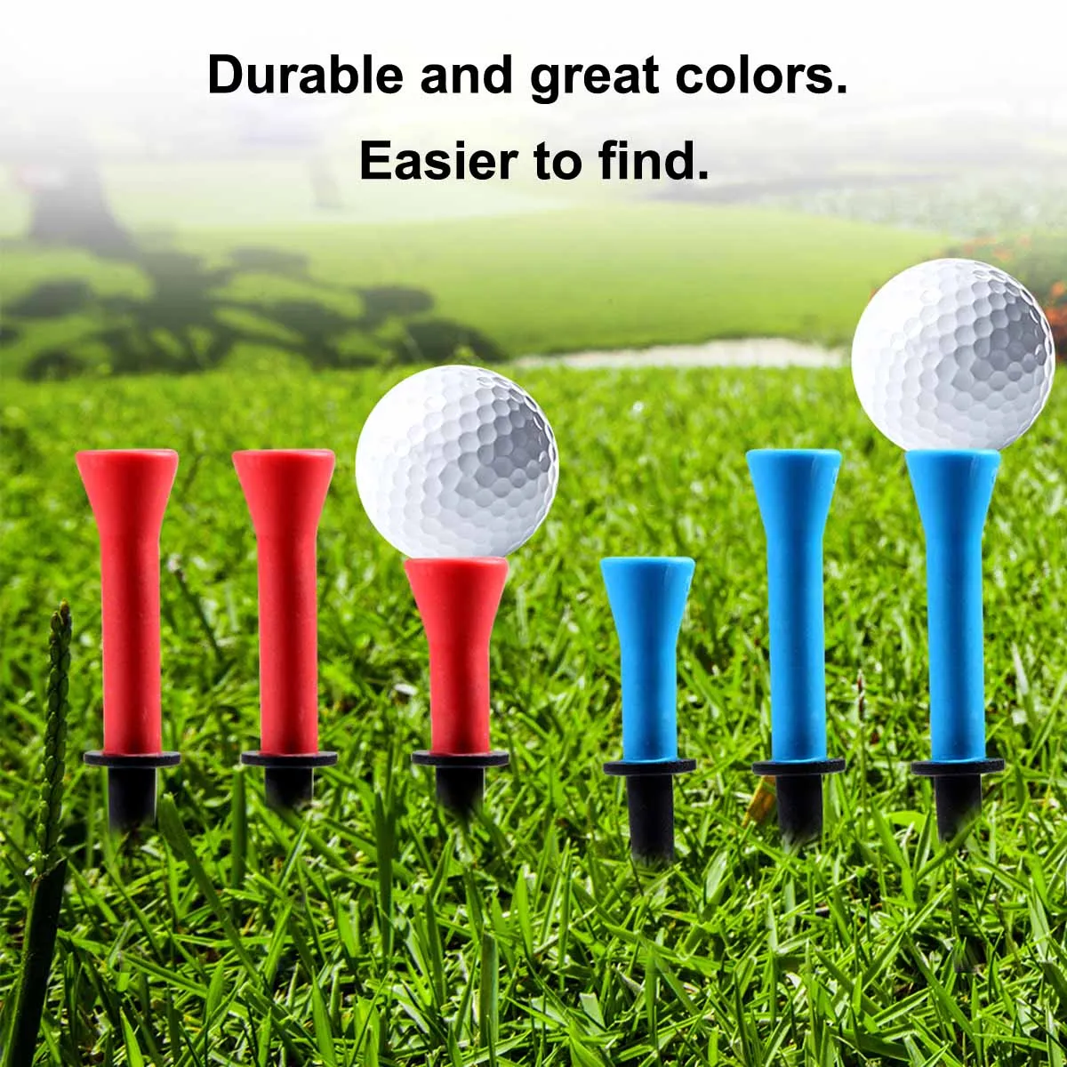 6Pcs 58mm 76mm Plastic Golf tees with Soft Rubber Cushion Top Cover,Almost Unbreakable,Practicing for Golfer Golf Accessories