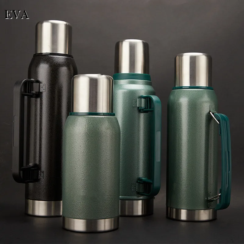 Termo de acero inoxidable de gran capacidad para bicicleta, botella de agua para deportes al aire libre, frasco de vacío portátil de viaje, Taza Termo aislado
