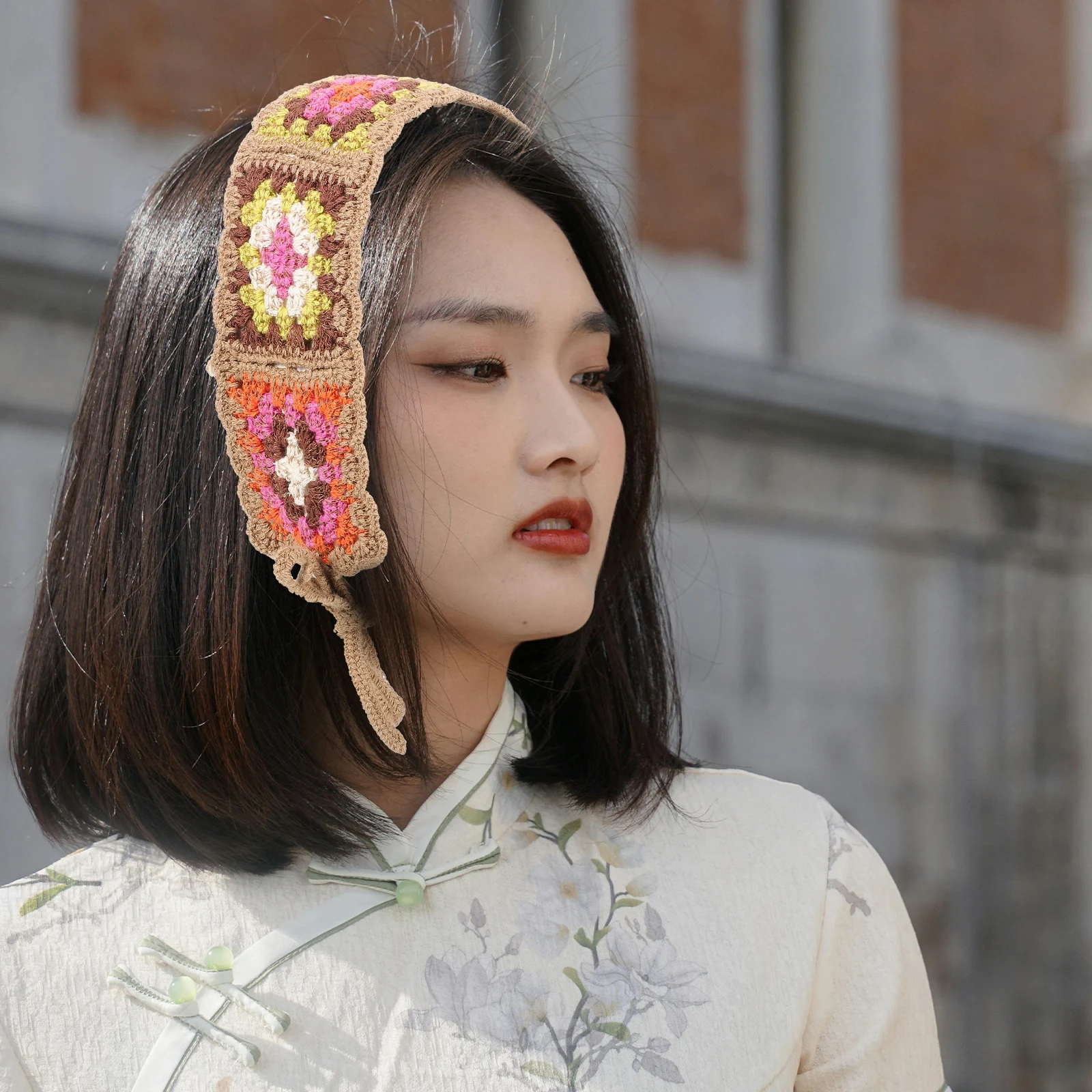 

Retro Crochet Bandana Headband For Women Elegant Turban Headscarf Nurse Style Scarf Hair Accessories Decorative Bandanas Scarf