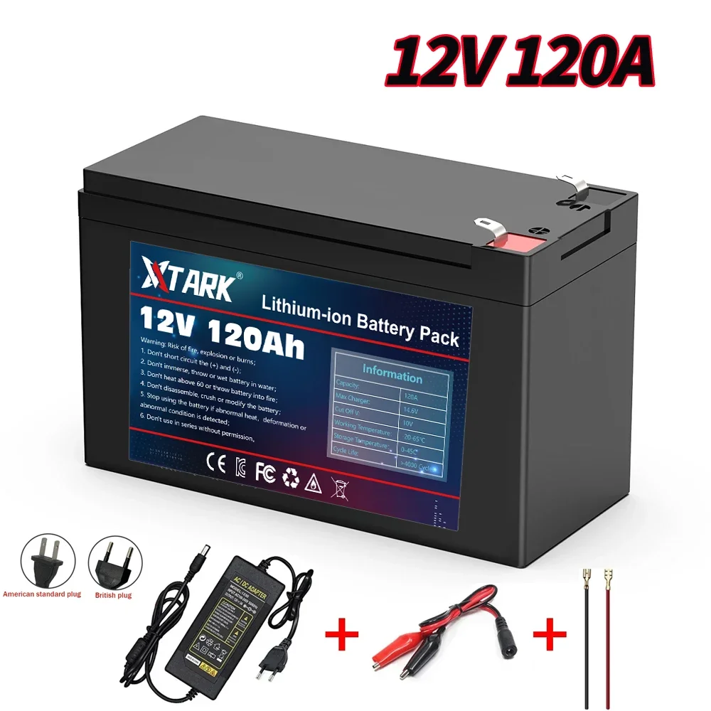 New 18650 3S6P 12V 120Ah Lithium Battery Pack,Built-in 30A BMS,For Solar Energy Electric Vehicle Li-ion Battery+12.6V Charger