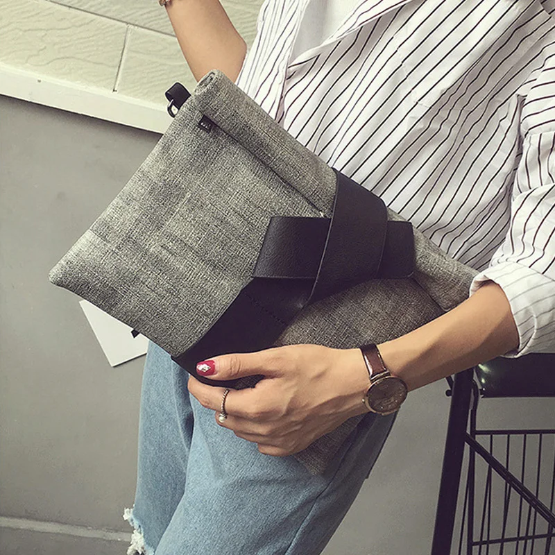 New Clutch Trend Contrasting Color Bag Envelope Bag Tramp Tote Bag Women\'s Fashion Simple Large Bag Messenger Bag