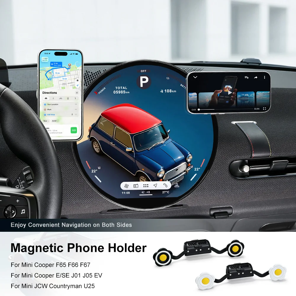 Driver Co-pilot Dual Position Car Phone Holder Center Console Screen Fixe Navigation Bracket for Mini Cooper J01 J05 F66 F65 U25
