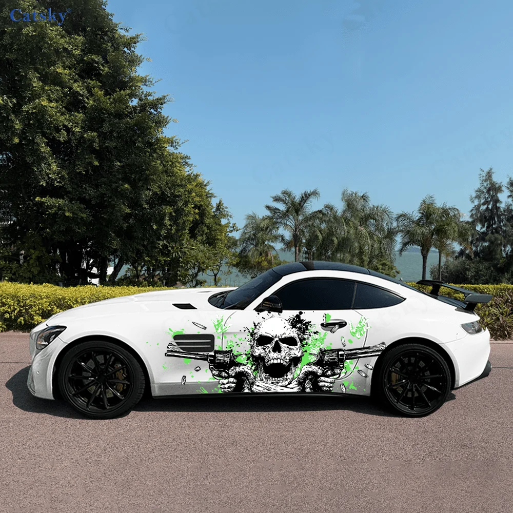 

Ferocious Skull Colorful Ink Car Vinyl Wraps Decal Self-adhesive PVC Sticker Suitable for Trucks SUV Decor Auto Accessories Gift
