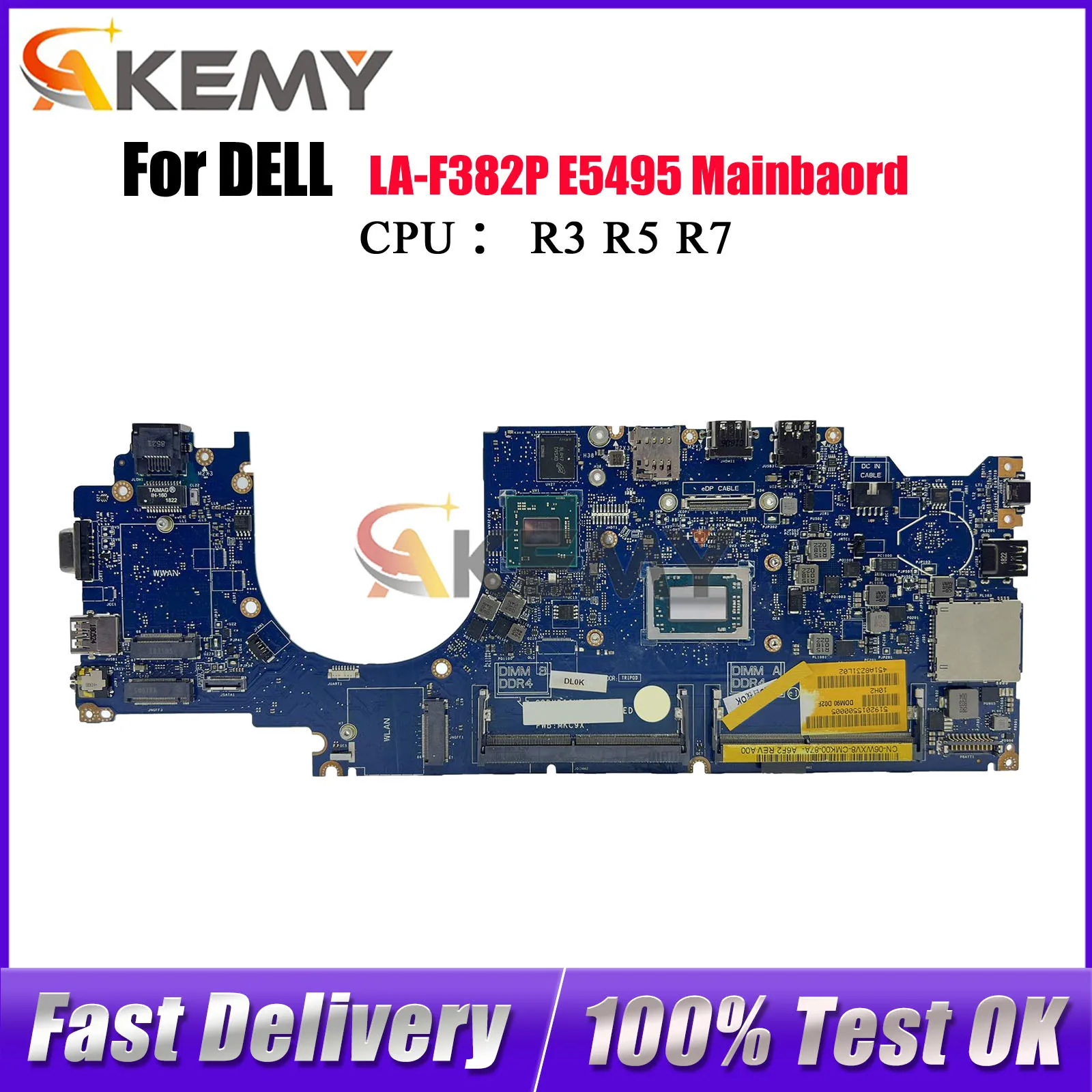 

For DELL Latitude E5495 5495 Notebook Mainboard LA-F382P with R3 R5 R7 CPU CN-06WXV8 0RWXV8 RWXV8 100% Fully Tested