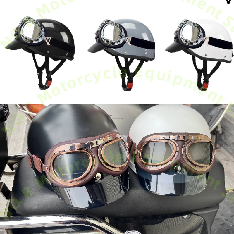 

Retro Safety Helmet 3C Certified Shockproof Half Helmet Four Seasons Summer Electric Scooter Motorcycle Riding Helmet